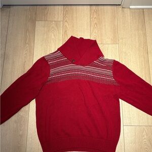 Alan Flusser Red Sweater with Patterned Collar